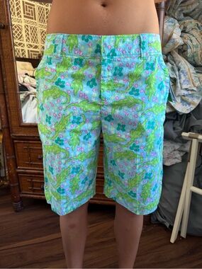 Lilly Pulitzer Aqua & Lime Printed Bermuda Shorts